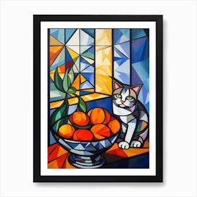 Lotus With A Cat4 Cubism Picasso Style Art Print