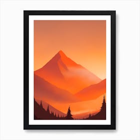 Misty Mountains Vertical Composition In Orange Tone 365 Art Print