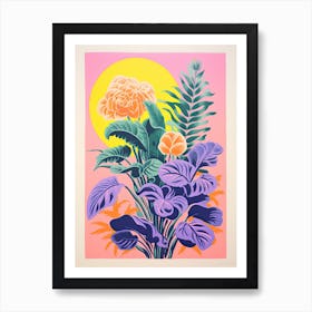 Colourful Botanical Risograph Style 37 Art Print