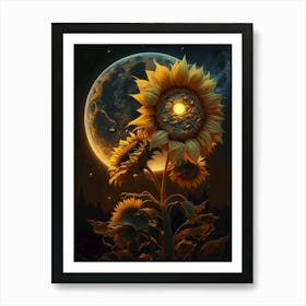 Sunflowers In The Moonlight Art Print