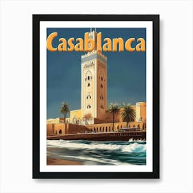 Aihrgdesign A Vintage Travel Poster Of Casablanca Featuring T 4c8fe498 E778 4b66 9815 86da5fd8738b 1 Art Print