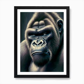 Angry Gorilla Gorillas Greyscale Sketch 3 Art Print