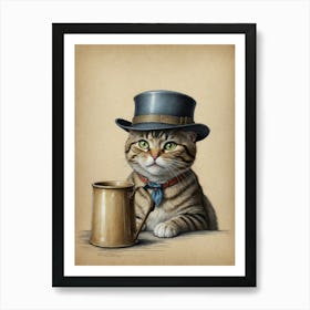 Cat In Top Hat 3 Art Print