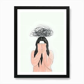 Girl With A Headache Art Print