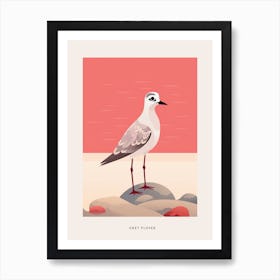 Minimalist Grey Plover 3 Bird Poster Art Print