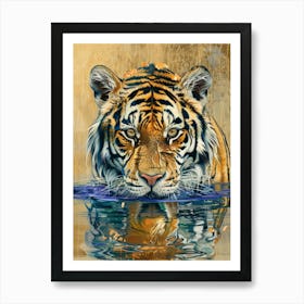 Tiger In Water Art Print