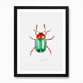 Gastrophysa polygoni, a knotweed beetle, watercolor artwork Art Print