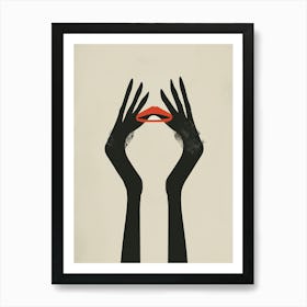 Modern art of Hands and Lips Art Print