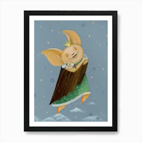 Happy Bat with a Plush Toy, a Fairy-Tale Creature Poster