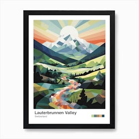 Mountains And Valley   Geometric Vector Illustration 1 Poster Art Print