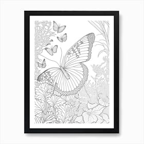 Butterfly In Garden William Morris Inspired 1 Art Print