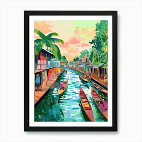 Bangkok Floating Market Travel Housewarming Painting Art Print