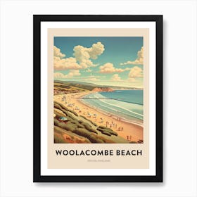 Devon Vintage Travel Poster Woolacombe Beach 2 Art Print