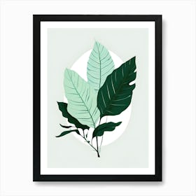 Green Leaves On A White Background 2 Art Print