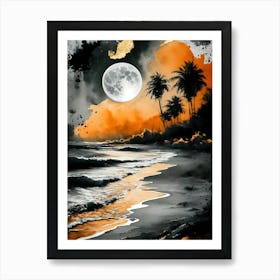 Full Moon At The Beach 1 Art Print