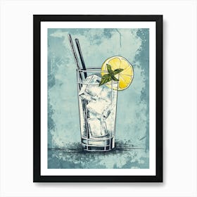 Tom Collins Watercolour Inspired Illustration 2 Art Print