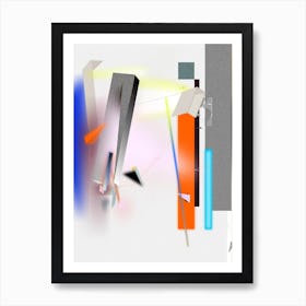 Coloful Geometric Abstraction White Orange And Blue Sky Art Print