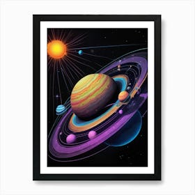 Default Neon Black Light Sgraffito Solar System 3d Illustratio 3 (2) Art Print