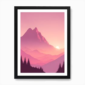 Misty Mountains Vertical Background In Pink Tone 46 Art Print