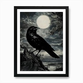 Dark Gothic Raven At Night Art Print