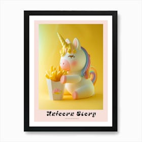 Toy Unicorn Eating Fries Pastel Poster Art Print