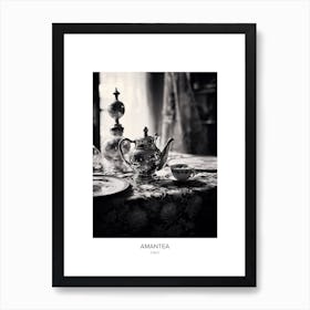 Poster Of Amantea, Italy, Black And White Photo 1 Art Print