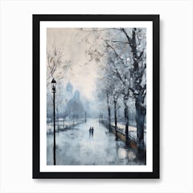 Winter City Park Painting Battersea Park London 1 Art Print