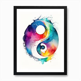 Colourful 1 Yin And Yang Watercolour Art Print