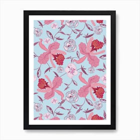 Elegant Floral Blue Art Print