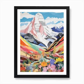 Mount Everest Nepal 3 Colourful Mountain Illustration Art Print