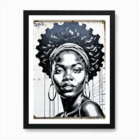 Vintage Graffiti Mural Of Beautiful Black Woman 143 Art Print