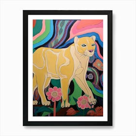 Maximalist Animal Painting Cougar 4 Art Print