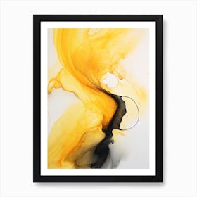 Yellow And Black Flow Asbtract Painting 0 Art Print