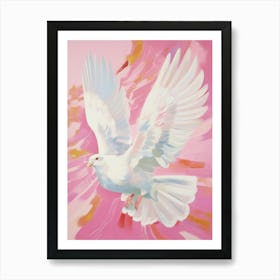 Pink Ethereal Bird Painting Pigeon 2 Art Print