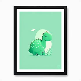 Camarasaurus Cute Mint Dinosaur Art Print