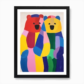 Colourful Kids Animal Art Grizzly Bear 3 Affiche