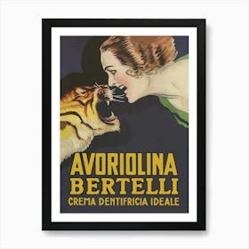 Tiger and Woman Vintage Toothpaste Advertisement Poster Art Print