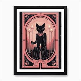Death Tarot Card, Black Cat In Pink 0 Art Print