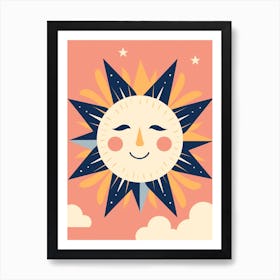 Cute Pastel Sun Digital Illustration   3 Art Print