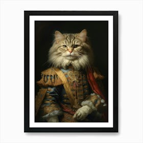 Cat In Royal Clothing Rococo Style 3 Art Print