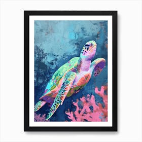 Pastel Sea Turtle With The Coral 1 Art Print