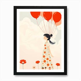 Girl With Red Balloons 2 Art Print