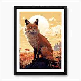 Swift Fox Moon Illustration 2 Art Print