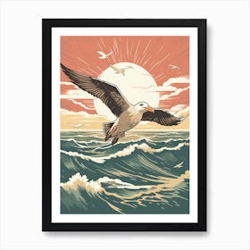 Vintage Bird Linocut Albatross 2 Art Print