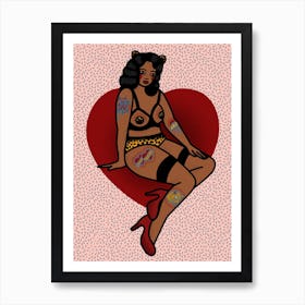 Alyssa Leopard Print Pin Up Girl Art Print