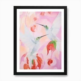 Pink Ethereal Bird Painting Hummingbird 4 Art Print