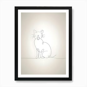 Continuous Line Drawing Of A Cat Art Print