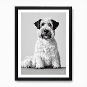 Soft Coated Wheaten Terrier B&W Pencil Dog Art Print