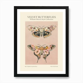 Velvet Butterflies Collection Butterfly Elegance William Morris Style 7 Art Print