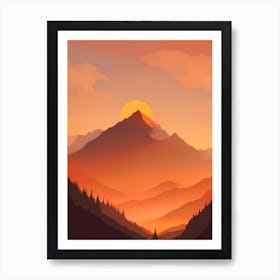 Misty Mountains Vertical Composition In Orange Tone 335 Art Print